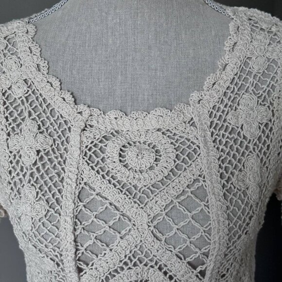 NWOT!  ZARA Boho See-through Crochet Cotton-blend Boatneck Nude Top - Size Mediu - Picture 6 of 10